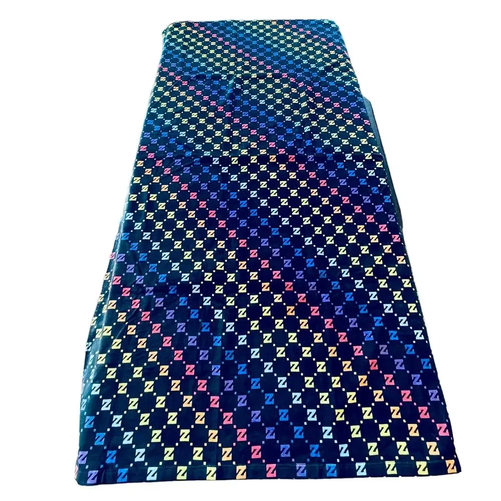 NEW Rainbow Z BEACH TOWEL 30x60 Colorful Z’s On Black Pool Bath Swim 100% Cotton